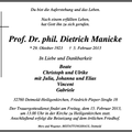 Manicke Dietrich 1923 2013 Todesanzeige
