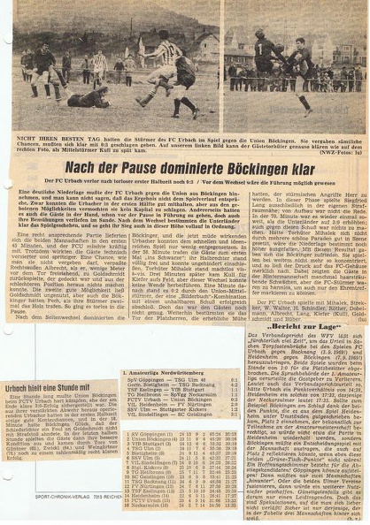FCTV Urbach FV Union Boeckingen 22.03.1970 8. Rueckrundenspiel