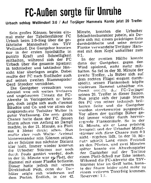 TSV Weilimdorf FCTV Urbach Saison 1967-68