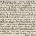 SV Breuningsweiler FCTV Urbach 06.09.1987 Zeitungsbericht