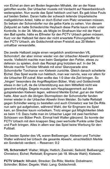 FCTV Urbach VfL Schorndorf Saison 1971 72 am 31.10.1971 Seite 2