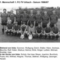FCTV Urbach Saison 1986 87 Mannschaftsfoto schwarz weiss mit Namen