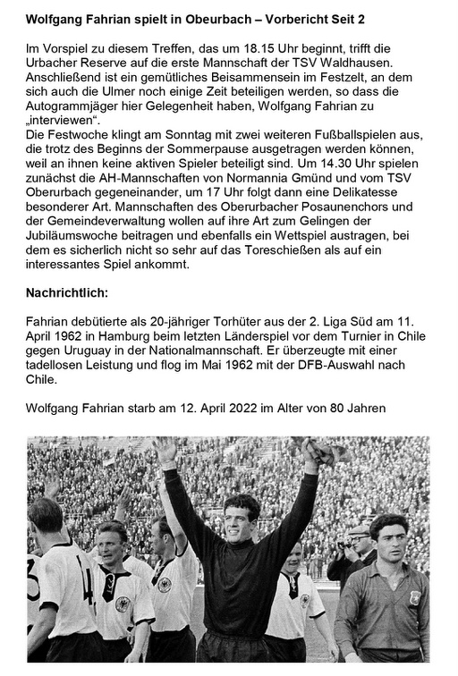 TSV Urbach 40 Jahre Jubilaeum Wolfgang Fahrian in Oberurbach Siete 2