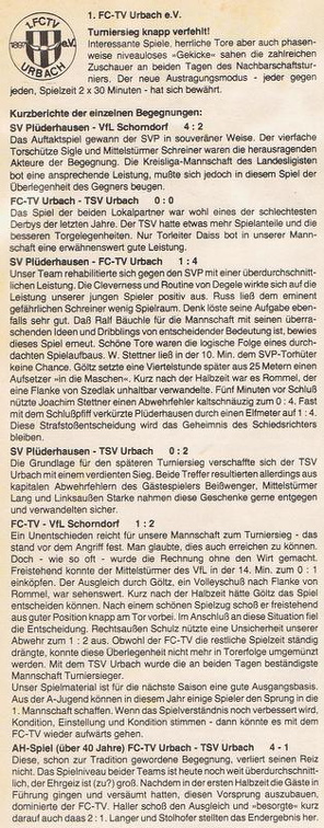 FCTV Urbach Nachbarschaftsturnier 1981 27.06. 28.06.1981