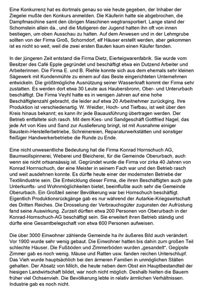 TSV Urbach Festschrift zum 50-jaehrigen Jubllaeum 1949 Landwirtschaftliche und industrielle Entwicklung Oberurbachs Seite 2