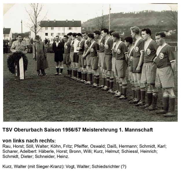 TSV Oberurbach Saison 1956 1957 Meisterehrung 1. Mannschaft