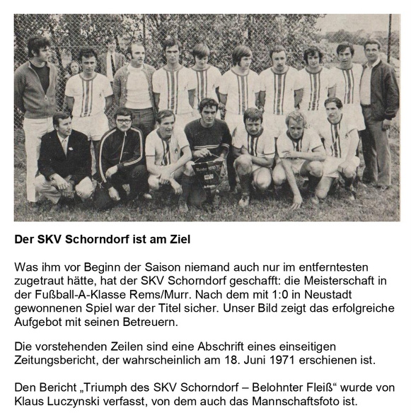 A-Klasse Rems Murr Saison 1970 1971 Saisonabschluss TSV Neustadt SKV Schorndorf 17.06.1971 Seite 3
