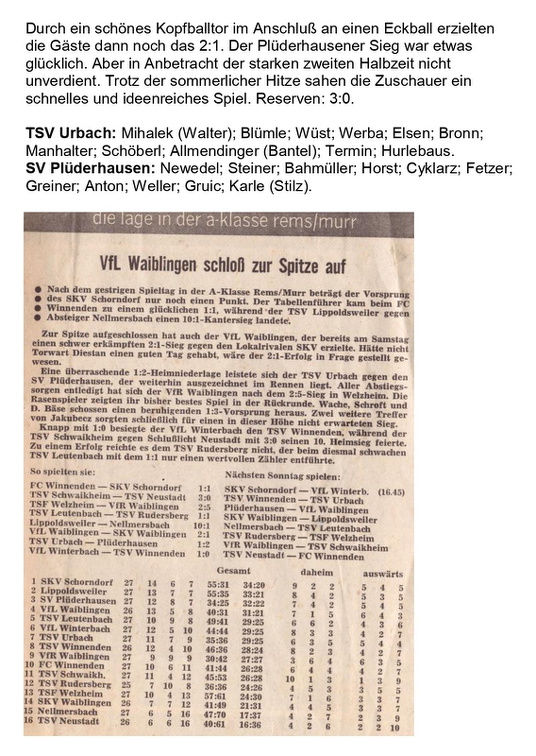 TSV Urbach Saison 1970 1971 TSV Urbach SV Pluederhausen 16.05.1971 Seite 2
