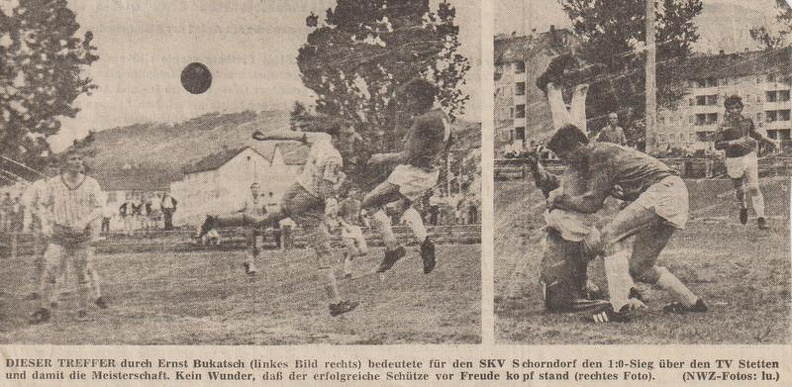 SKV Schorndorf Ernst Bukatsch koepft zur Meisterschaft B-Klasse 1969 70