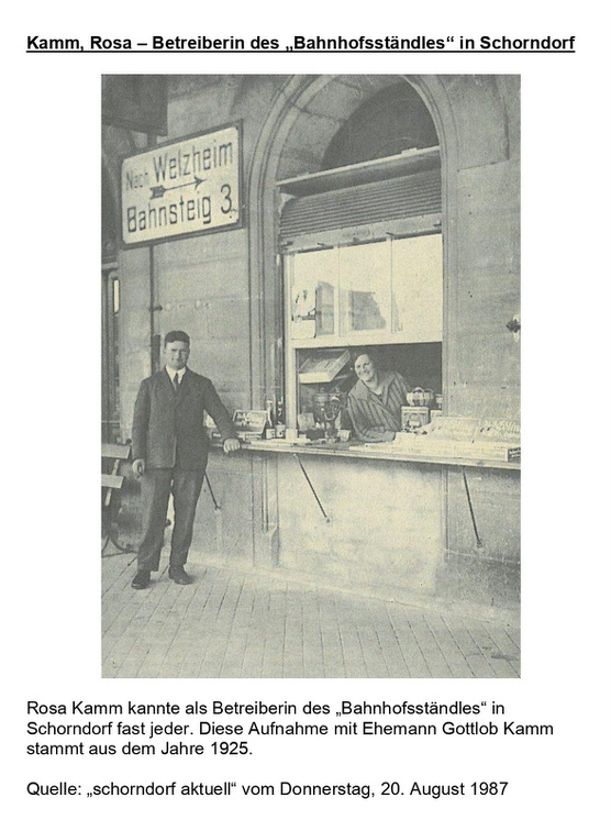 Kamm Rosa Betreiberin des Bahnhofsstaendles Schorndorf