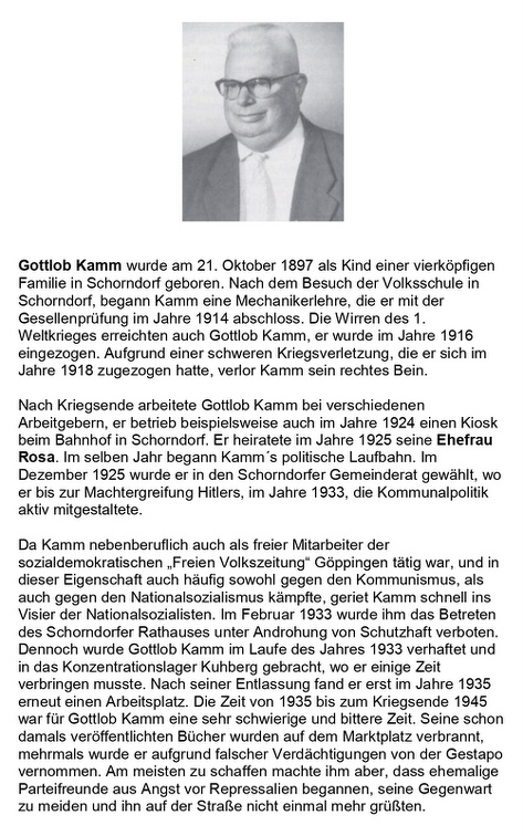 Kamm Gottlob  geb. 21.10.1897 verst. 20.11.1973 Minister Buergermeister Vereinsvorstand Seite 1
