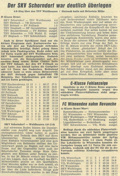 SKV Schorndorf B-Klasse Saison 1968 69 SKV Schorndorf TSV Waldhausen 23.02.1969