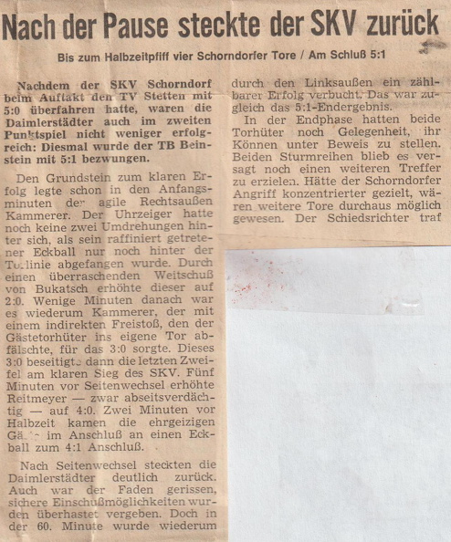 SKV Schorndorf B-Klasse Saison 1968 69 SKV Schorndorf TB Beinstein 08.09.1968