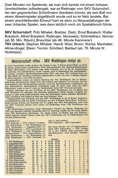TSV Urbach Saison 1970 1971 SKV Schorndorf TSV Urbach 13.06.1971 Seite 2