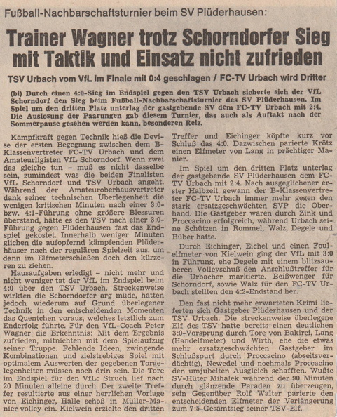 Nachbarschaftsturnier Pluederhausen 24. 25.07.1976