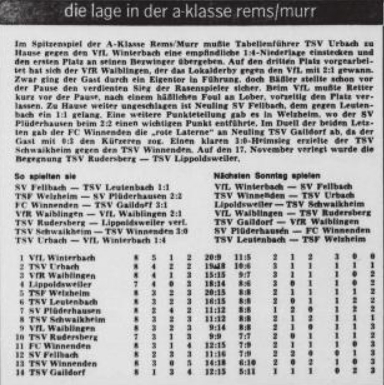 TSV Urbach A-Klasse Rems-Murr Saison 1971 72 TSV Urbach VfL Winterbach 10.10.1971 Seite 2