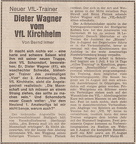 Wagner Dieter neuer Trainer Zeitungsbericht vom 08.06.1976