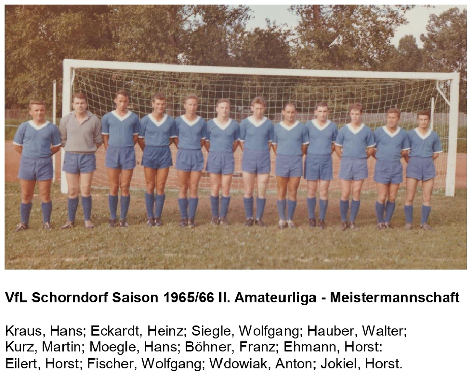 VfL Schorndorf Saison 1965 66 Meistermannschaft Foto alle stehend