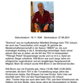 Bronn, Wili, 16.11.1936-27.06.2021, Kurzbiography