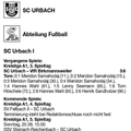 SC Urbach I Kreisliga A1 Saison 2026 27 Spieltag 06.09.2026