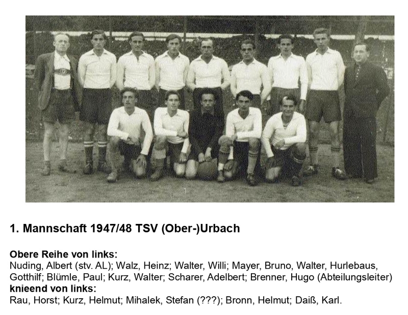 TSV Urbach 1. Mannschaft 1947 1948 mit Namen