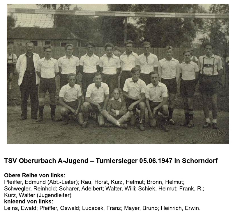 TSV Urbach A-Jugend Turniersieger 05.06.1947 mit Namen