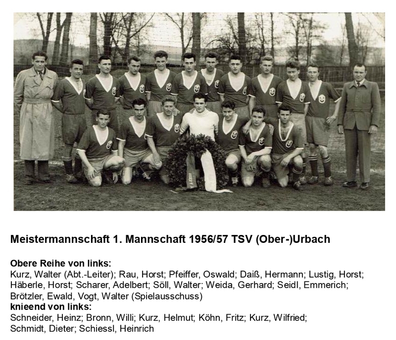 TSV Urbach Meistermannschaft 1. Mannschaft 1956 1957 mit Namen