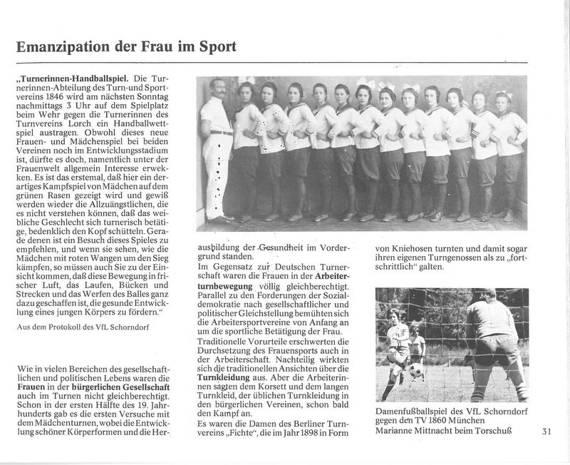 Sport in Schorndorf Emanzipation der Frau im Sport Seite 31